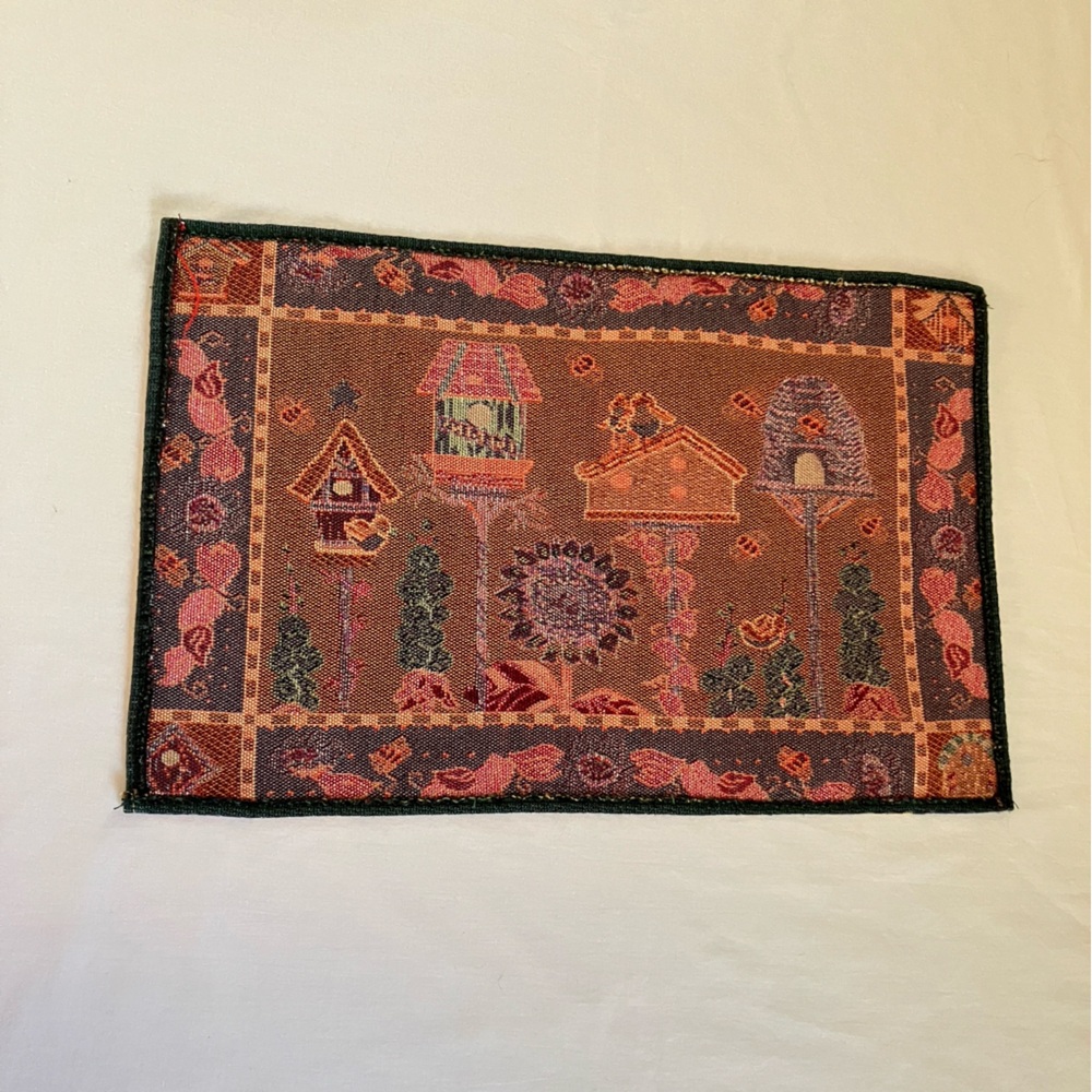 tapestry placemat birdhouses sunflowers and bees themed single mat rectangular - Picture 6 of 10